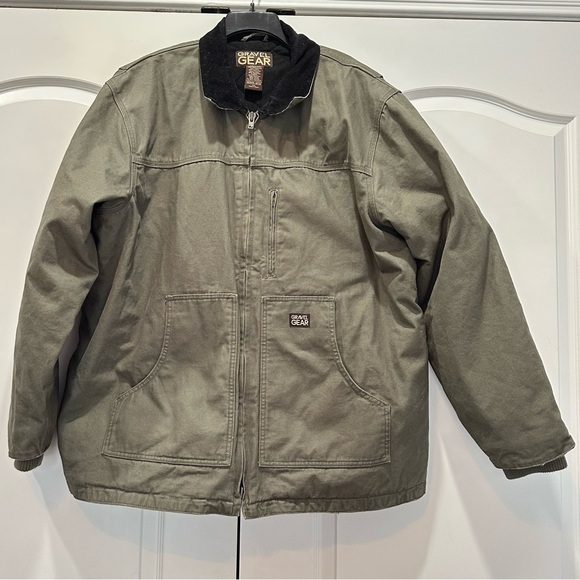 Gravel Gear Washed Chore Coat Moss Full Zip Workwear Heavy Jacket Size XXL - Picture 1 of 9
